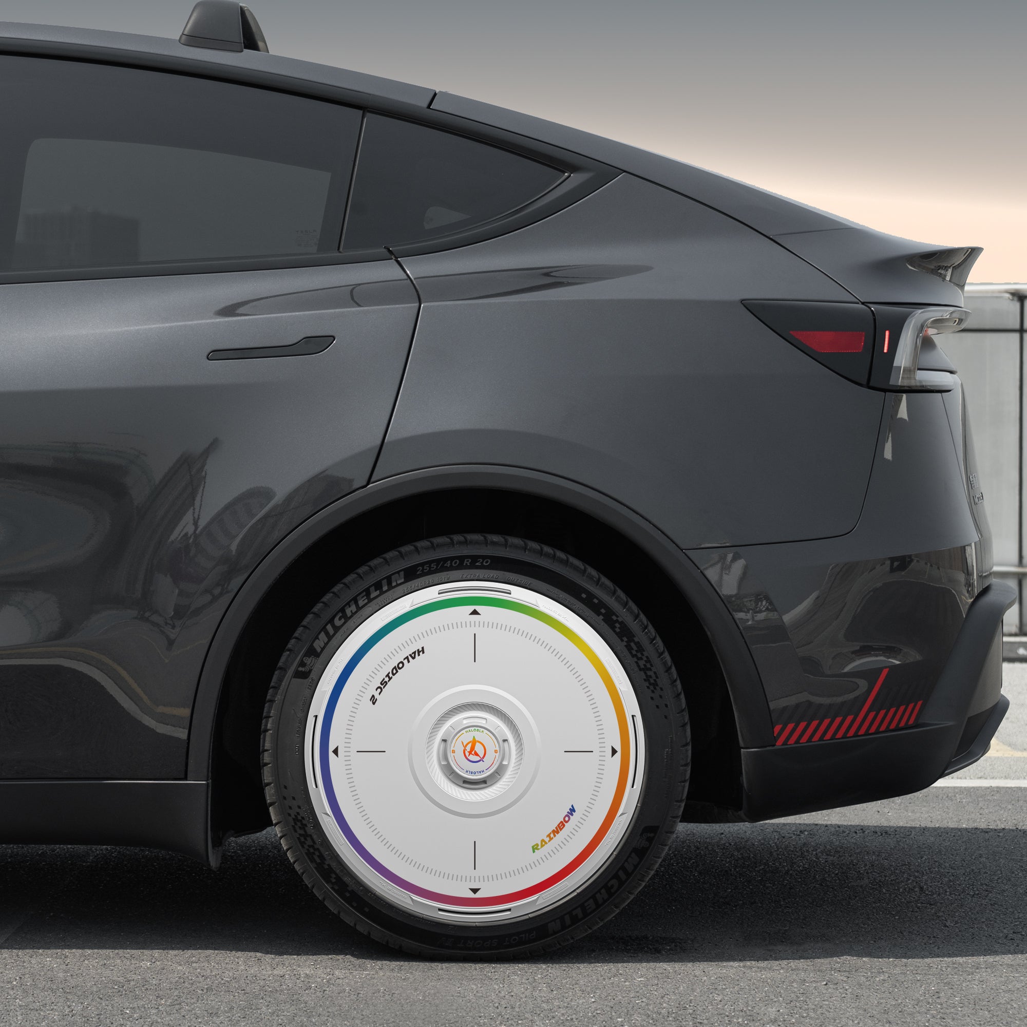 HALODISC 2 Wheel Covers for Tesla Model Y Juniper 20" Helix 2.0 Wheels丨Rainbow Road