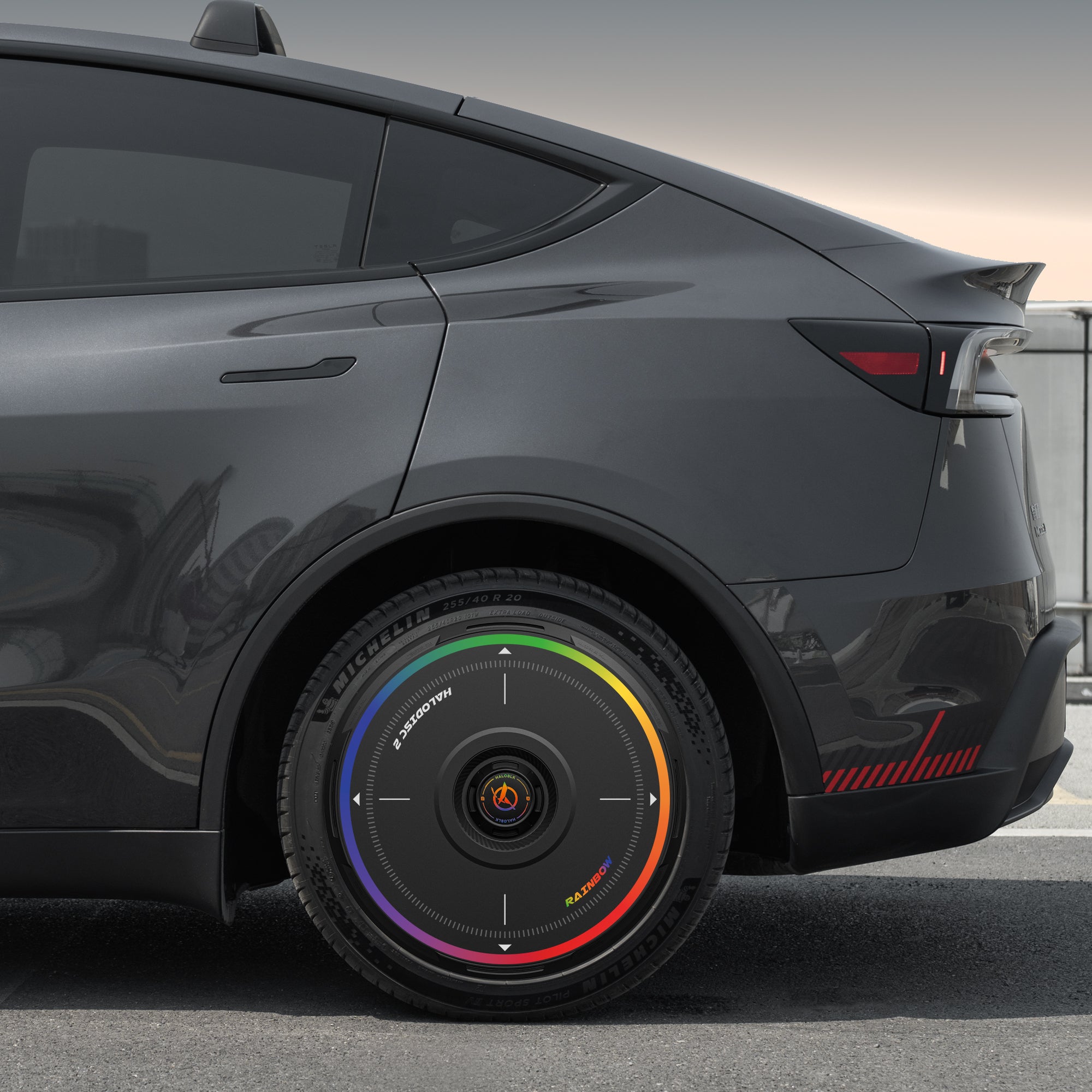 HALODISC 2 Wheel Covers for Tesla Model Y Juniper 20" Helix 2.0 Wheels丨Rainbow Road