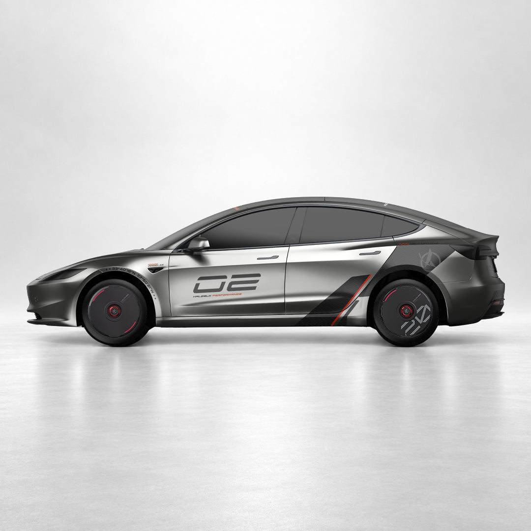 Livrée personnalisée avec numéro HALOBLK pour Tesla Model 3 et Model Y