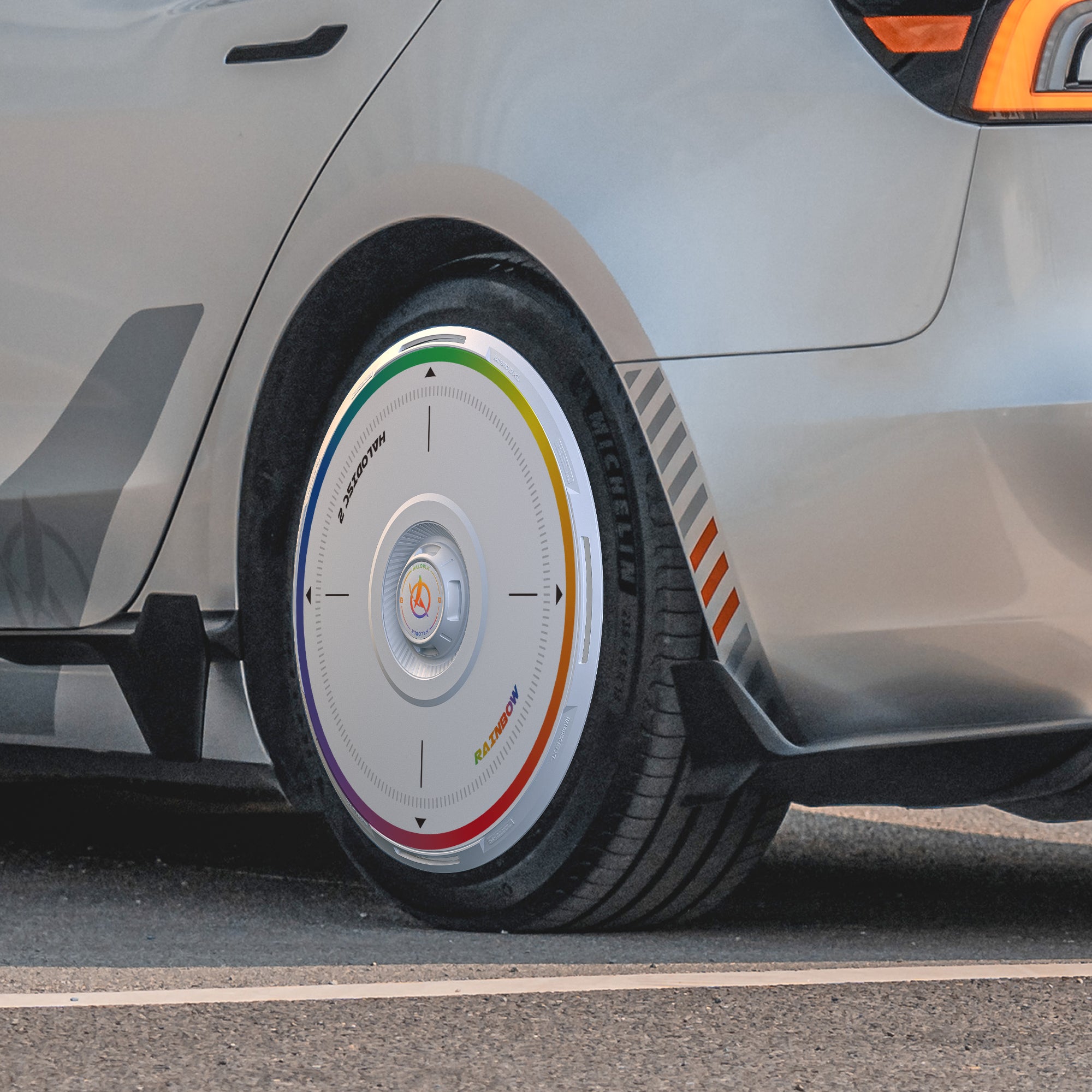 HALODISC 2 Wheel Covers for Tesla Model 3 Highland 20" Warp Wheels丨Rainbow Road