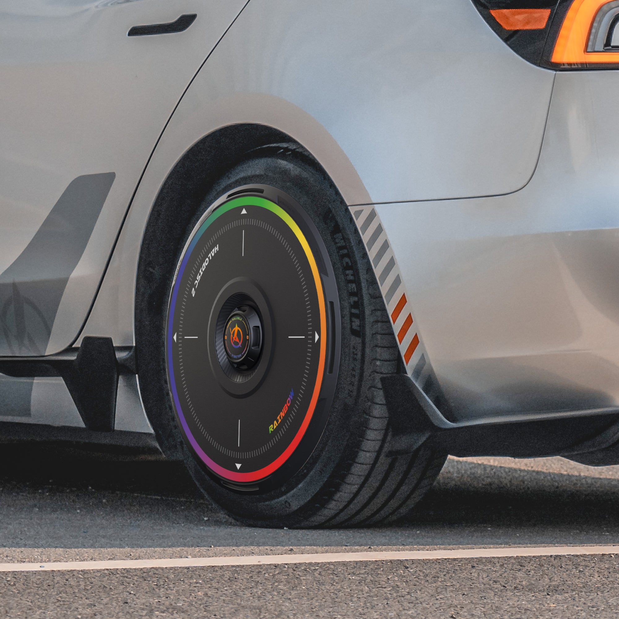 HALODISC 2 Wheel Covers for Tesla Model 3 Highland 20" Warp Wheels丨Rainbow Road