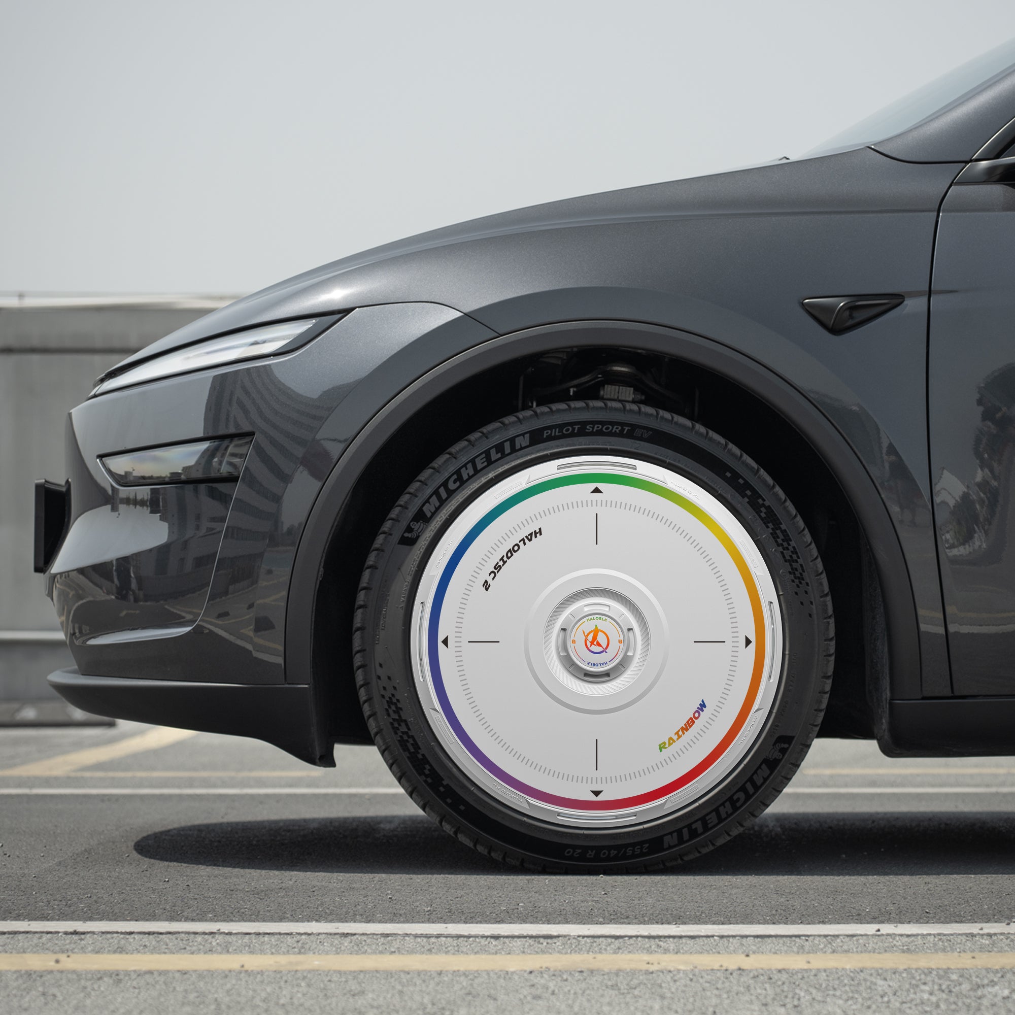 HALODISC 2 Wheel Covers for Tesla Model Y Juniper 20" Helix 2.0 Wheels丨Rainbow Road