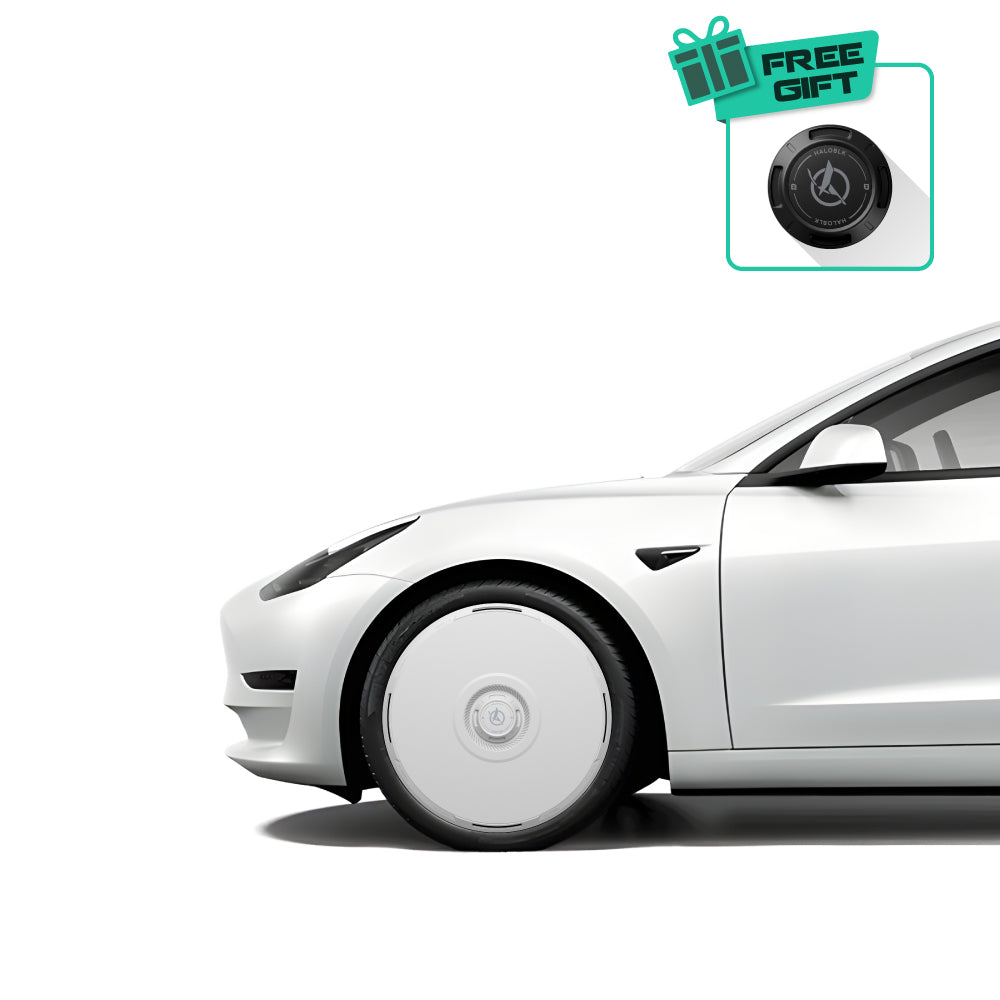 HALODISC 2 RTP - White | Set of 4 Wheel Covers for Tesla