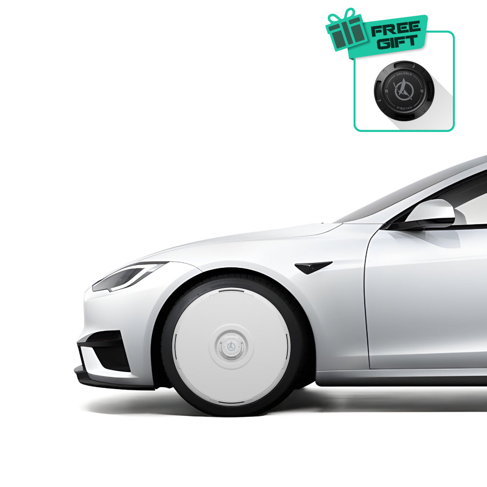 HALODISC 2 RTP - White | Set of 4 Wheel Covers for Tesla