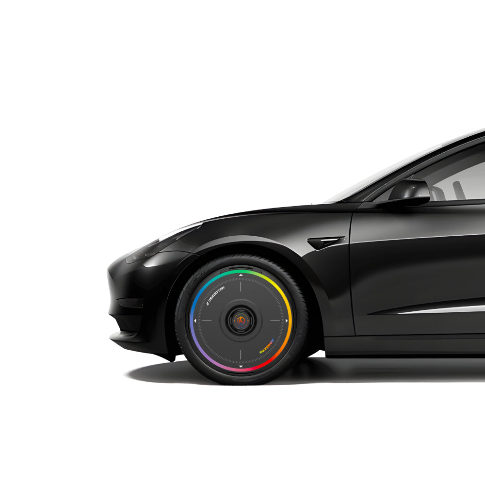 HALODISC 2 Rainbow Road - Black | Set of 4 Wheel Covers for Tesla