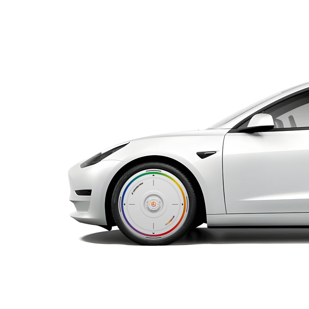 HALODISC 2 Rainbow Road - White | Set of 4 Wheel Covers for Tesla