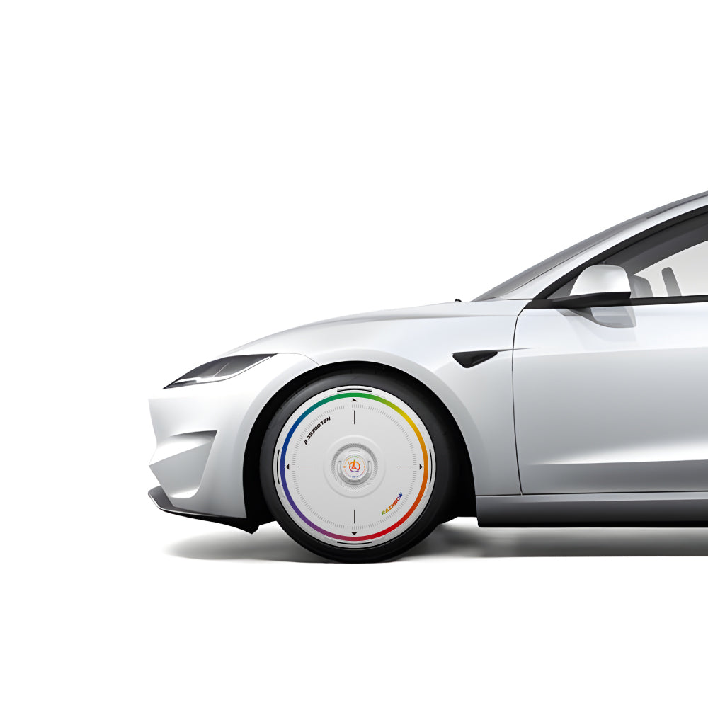 HALODISC 2 Rainbow Road - White | Set of 4 Wheel Covers for Tesla