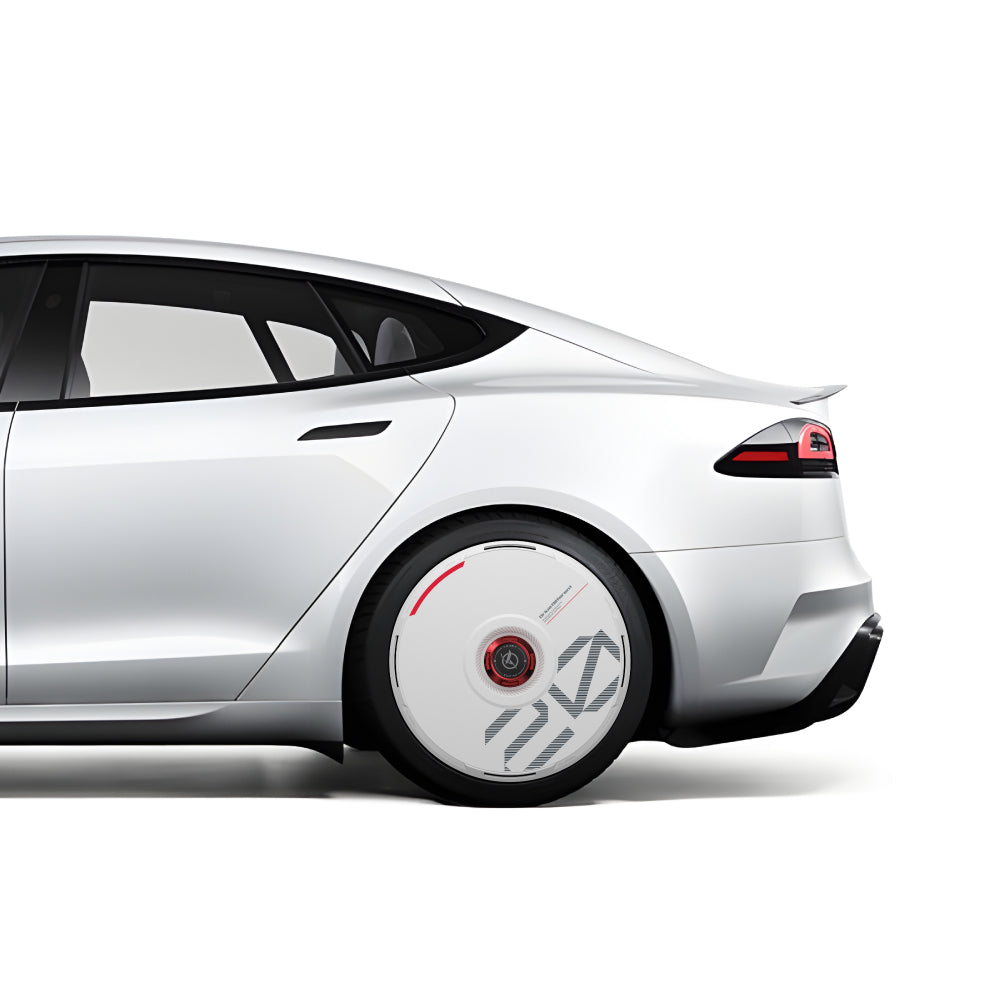 HALODISC 2 Custom Numbers - White | Set of 4 Wheel Covers for Tesla