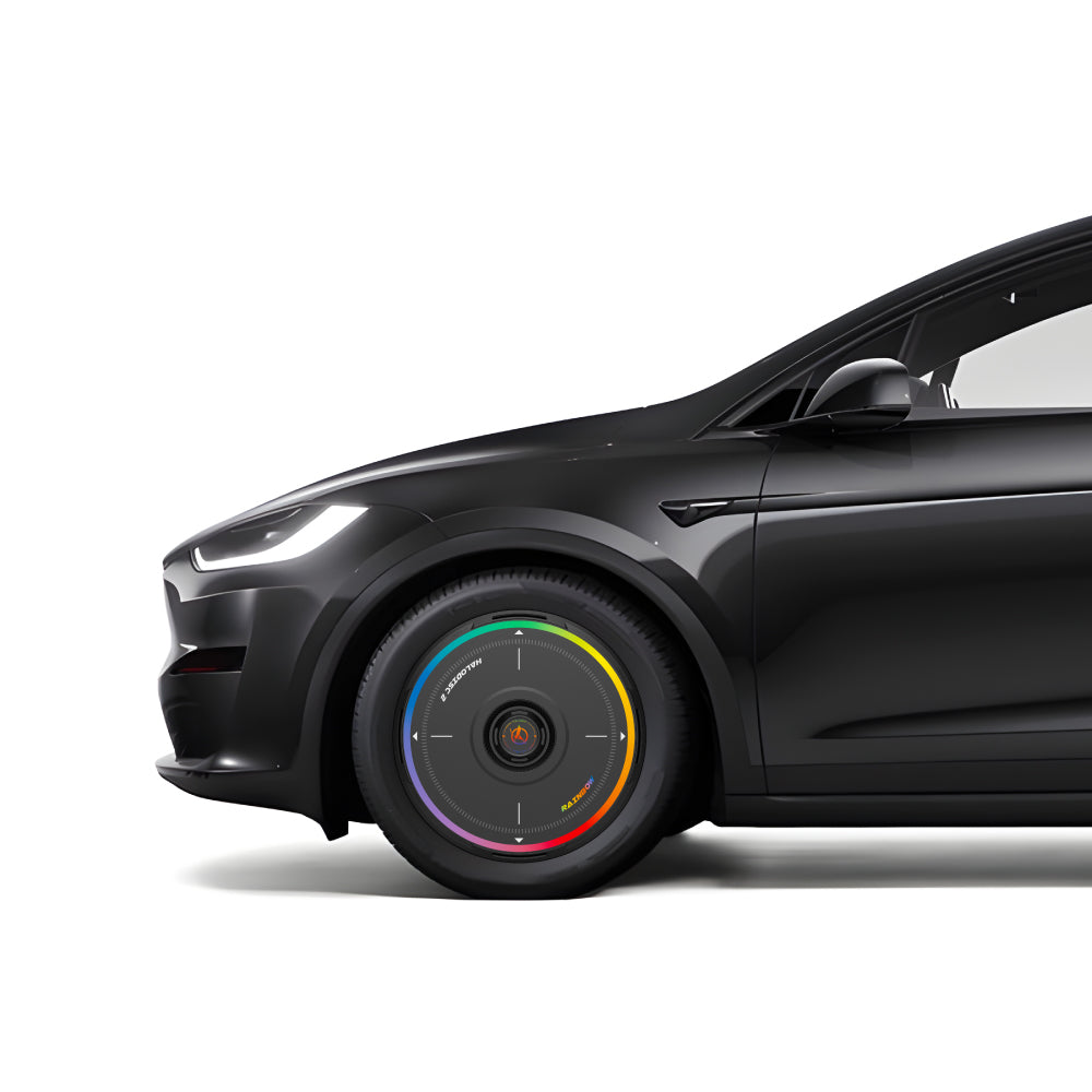 HALODISC 2 Rainbow Road - Black | Set of 4 Wheel Covers for Tesla