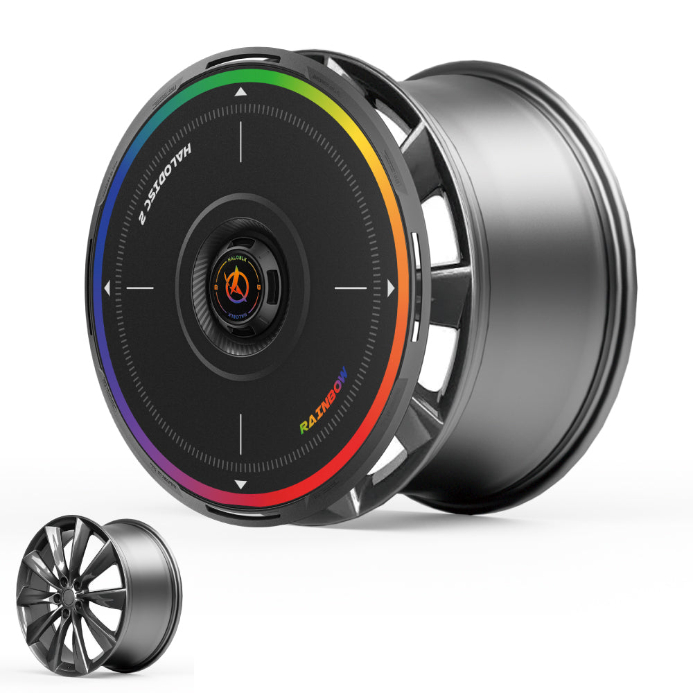 HALODISC 2 Wheel Covers for Tesla Model S 21" Turbine Wheels丨Rainbow Road