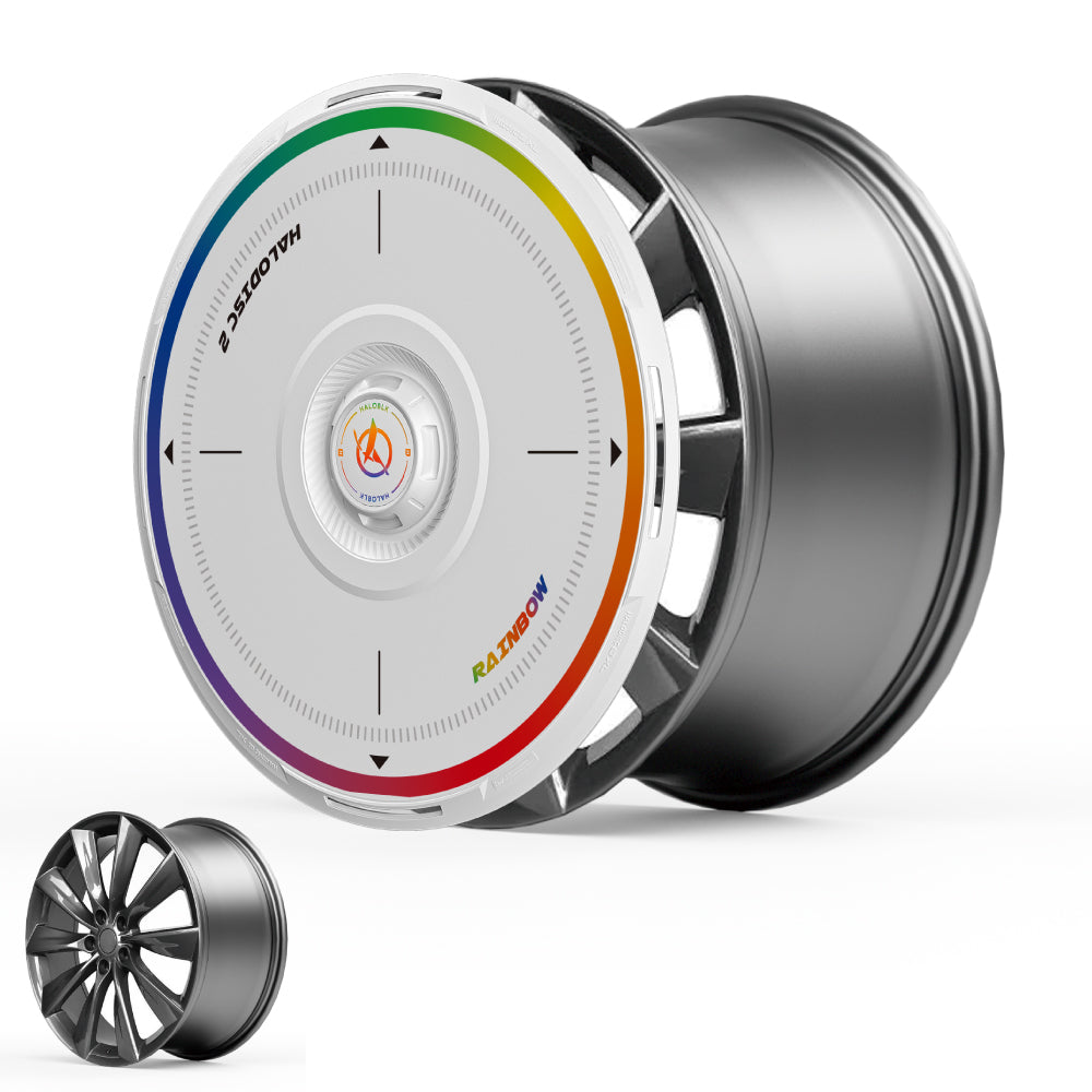 HALODISC 2 Wheel Covers for Tesla Model S 21" Turbine Wheels丨Rainbow Road