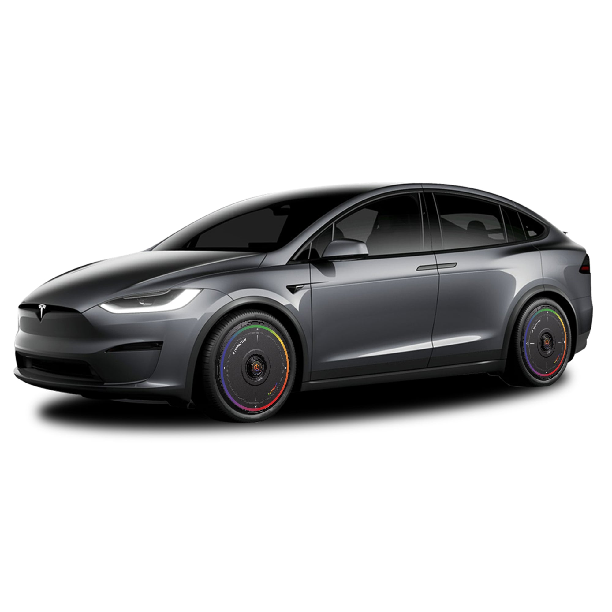 HALODISC 2 Wheel Covers for Tesla Model X 2016-2020 20" Staggered Wheels丨Rainbow Road