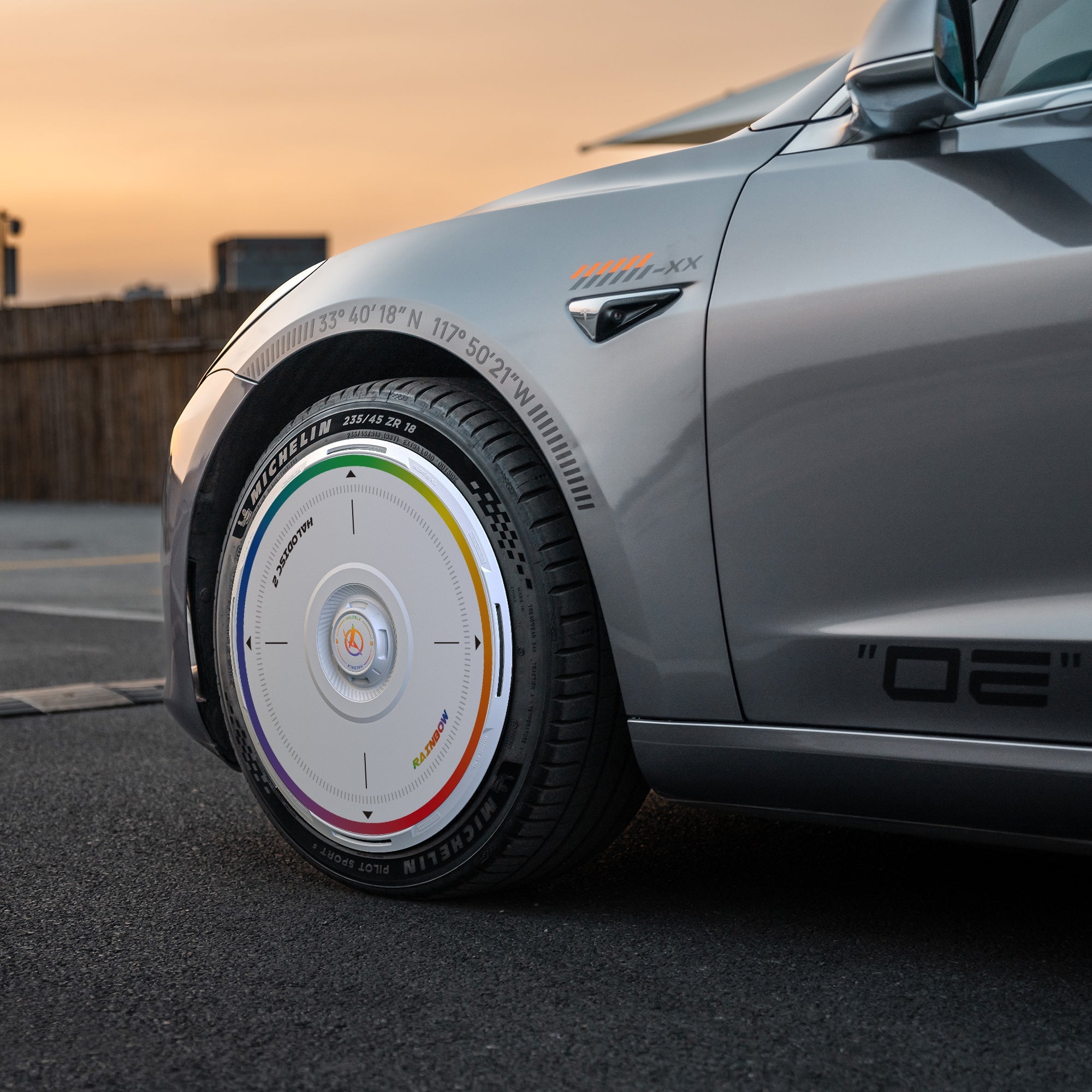 HALODISC 2 Wheel Covers for Tesla Model 3 2018 - 2023 20" Performance Wheels丨Rainbow Road - HALOBLK Store
