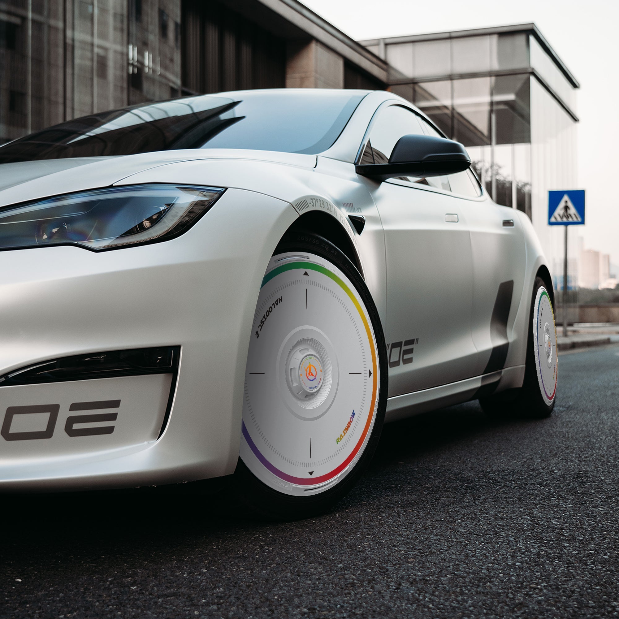 HALODISC 2 Wheel Covers for Tesla Model S 19" Magnetite Wheels丨Rainbow Road - HALOBLK Store