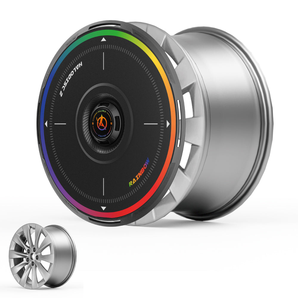 HALODISC 2 Wheel Covers for Tesla Model X 2016-2020 20" Staggered Wheels丨Rainbow Road