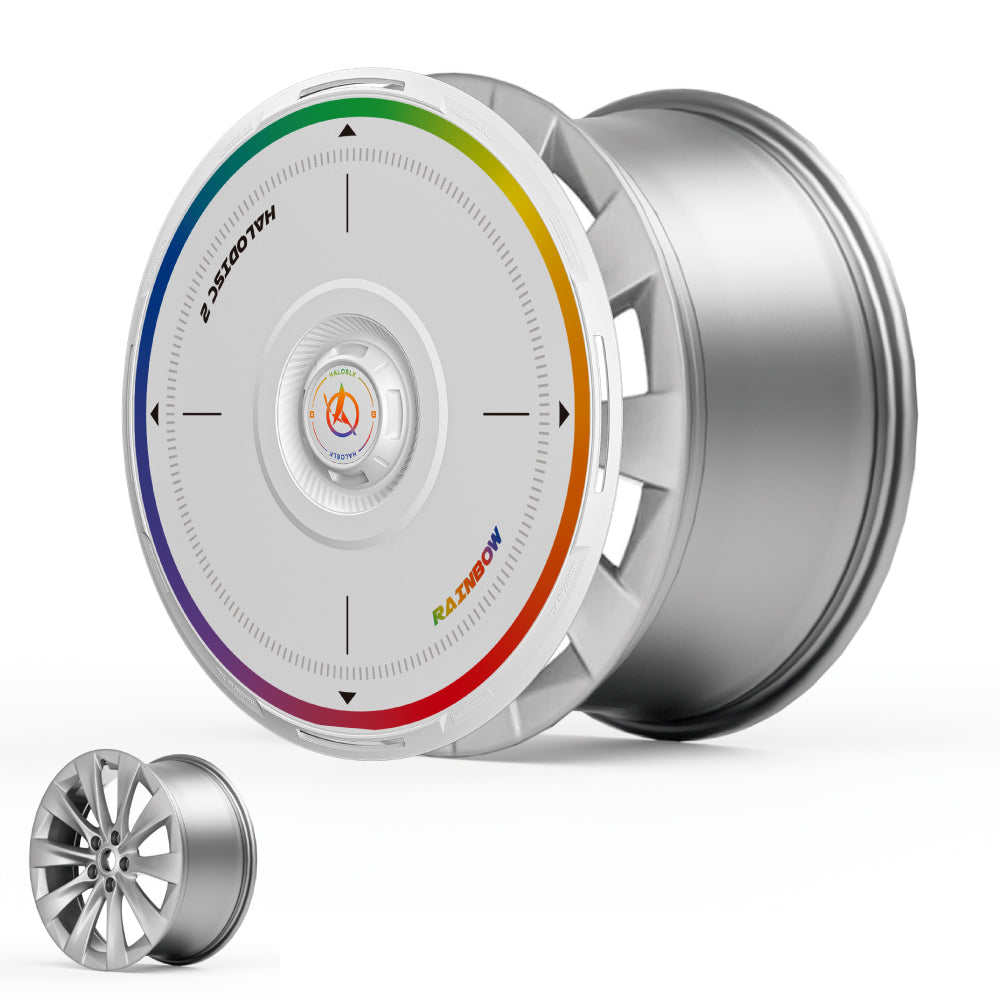 HALODISC 2 Wheel Covers for Tesla Model X 2016-2020 20" Staggered Wheels丨Rainbow Road