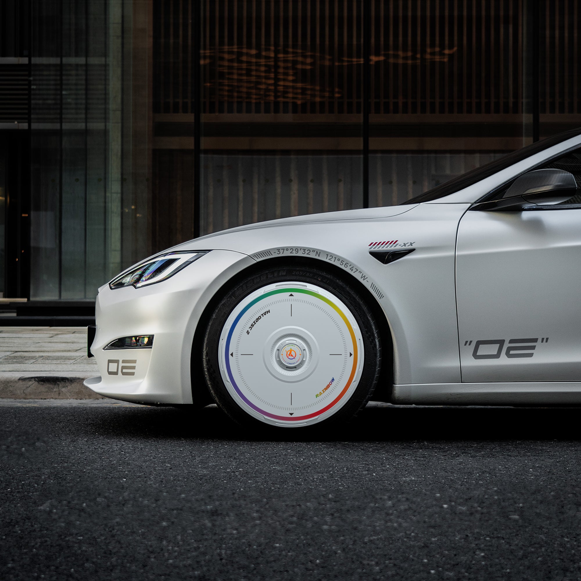 HALODISC 2 Wheel Covers for Tesla Model S 21" Arachnid Wheels丨Rainbow Road
