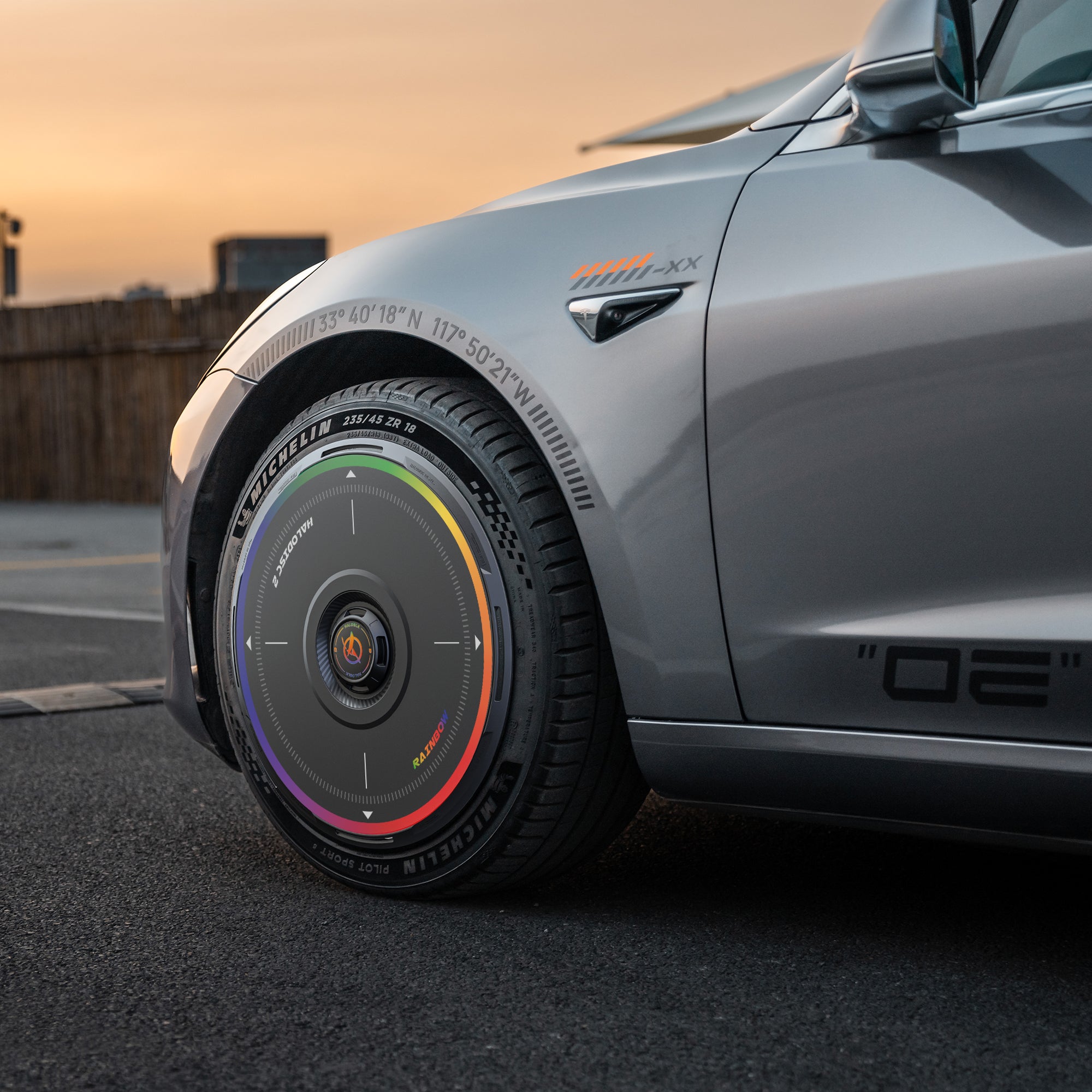HALODISC 2 Wheel Covers for Tesla Model 3 2017-2018 19" Power Sports Wheels丨Rainbow Road