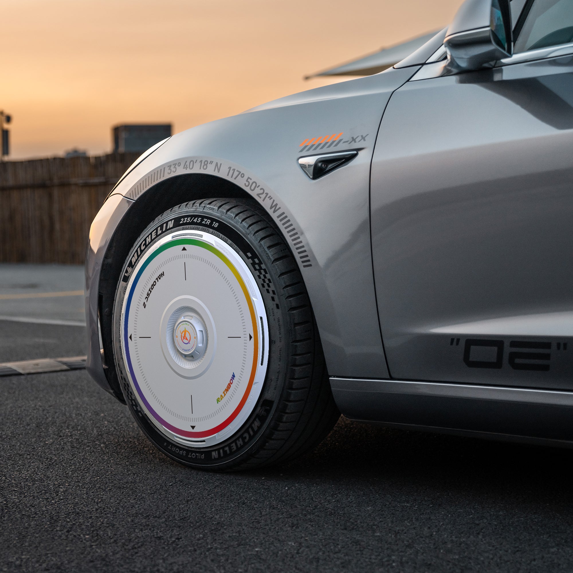 HALODISC 2 Wheel Covers for Tesla Model 3 2017-2018 19" Power Sports Wheels丨Rainbow Road