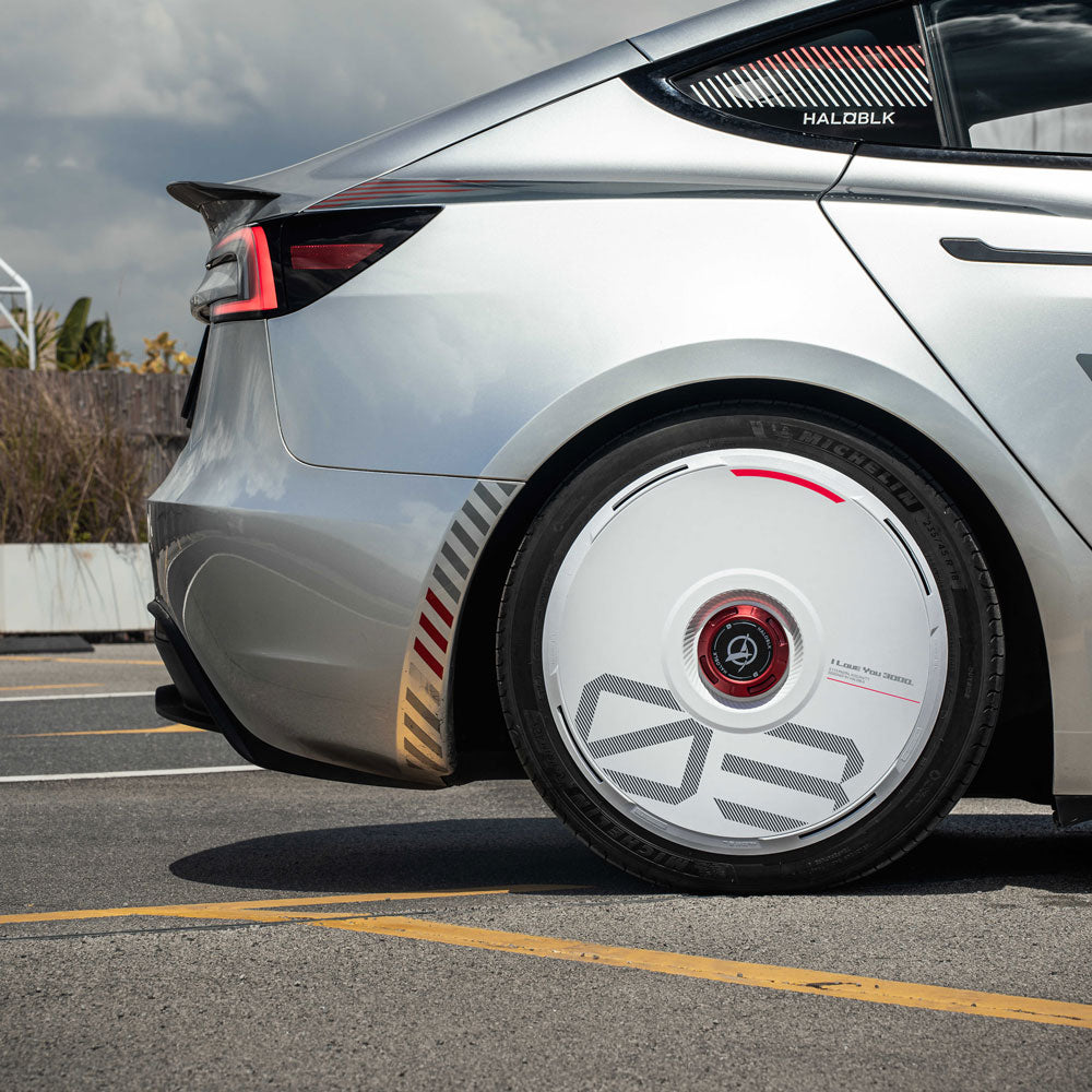 HALODISC 2 Wheel Covers for Tesla | Custom Numbers-White