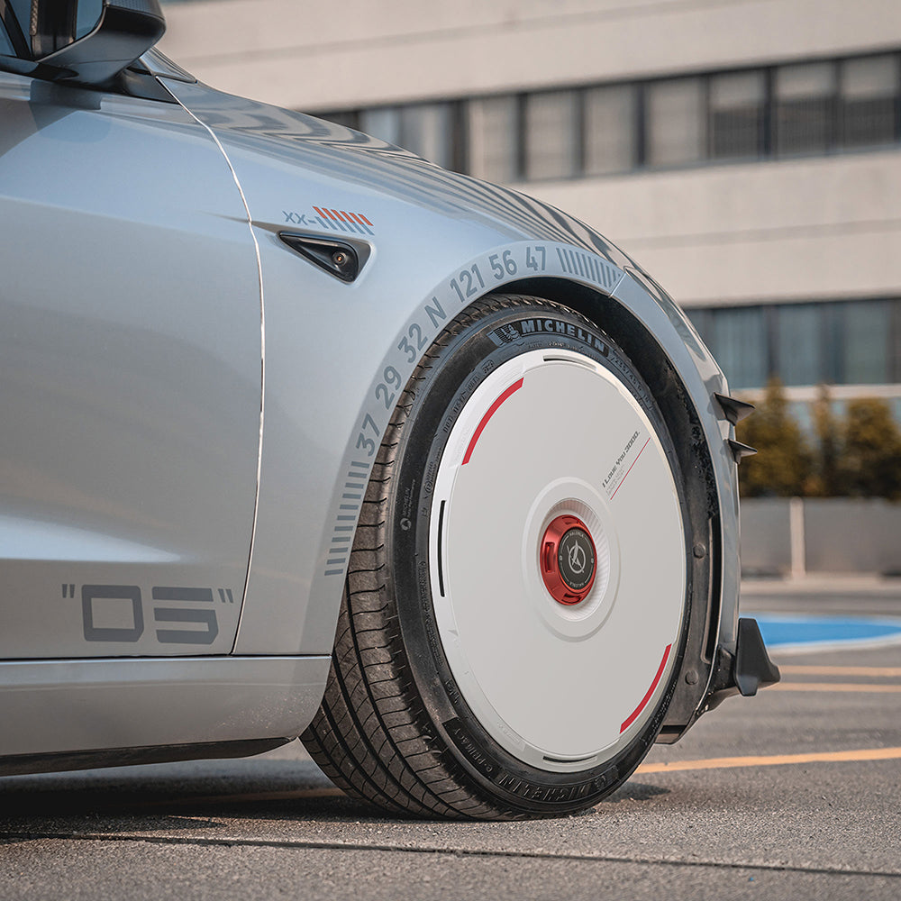 HALODISC 2 Wheel Covers for Tesla | Custom Numbers-White