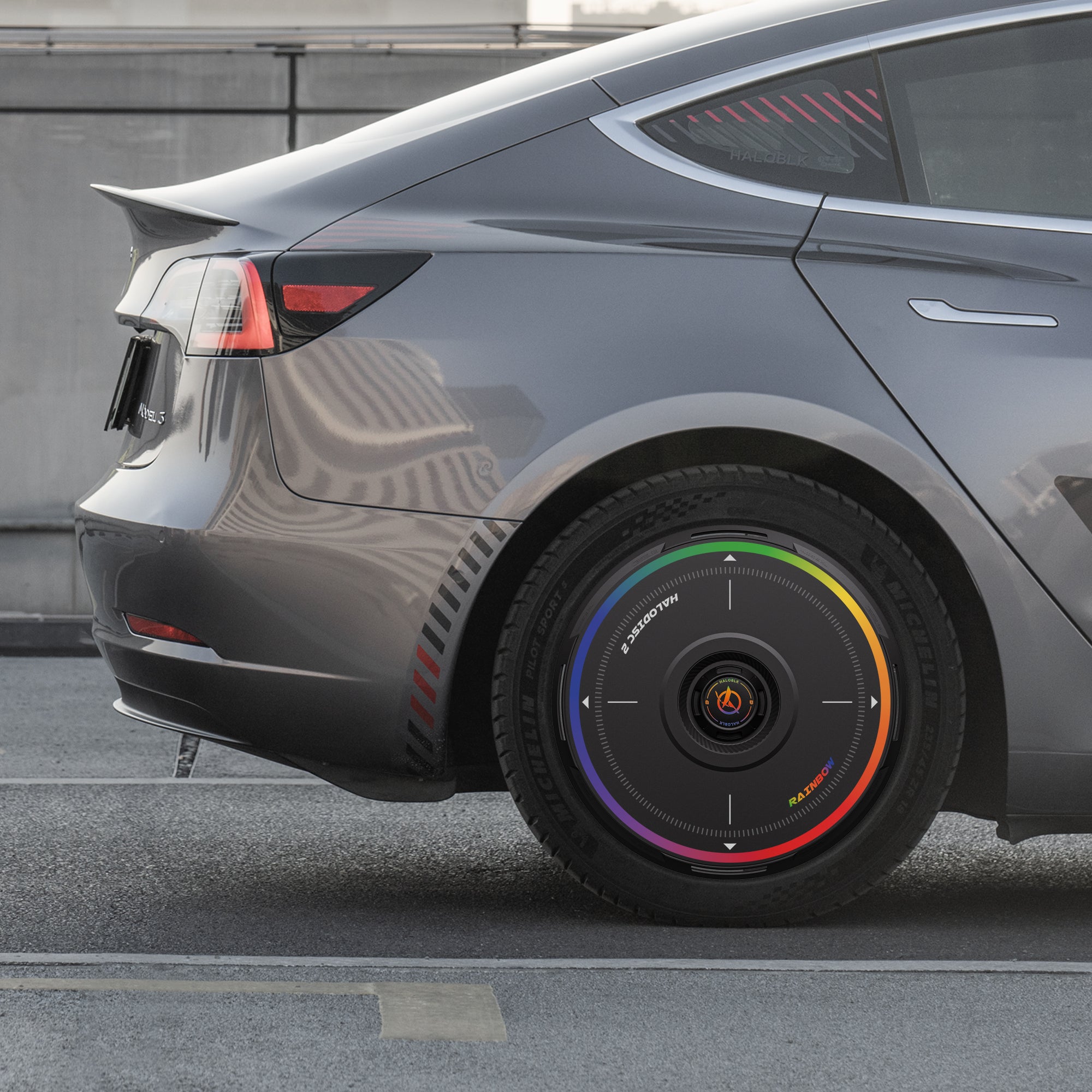 HALODISC 2 Wheel Covers for Tesla Model 3 2017-2018 19" Power Sports Wheels丨Rainbow Road