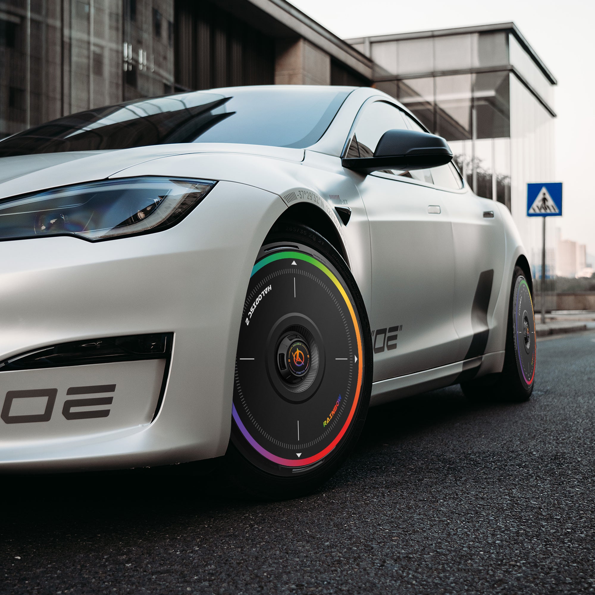 HALODISC 2 Wheel Covers for Tesla Model S 21" Arachnid Wheels丨Rainbow Road