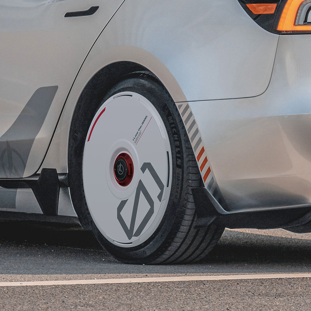 HALODISC 2 Wheel Covers for Tesla | Custom Numbers-White