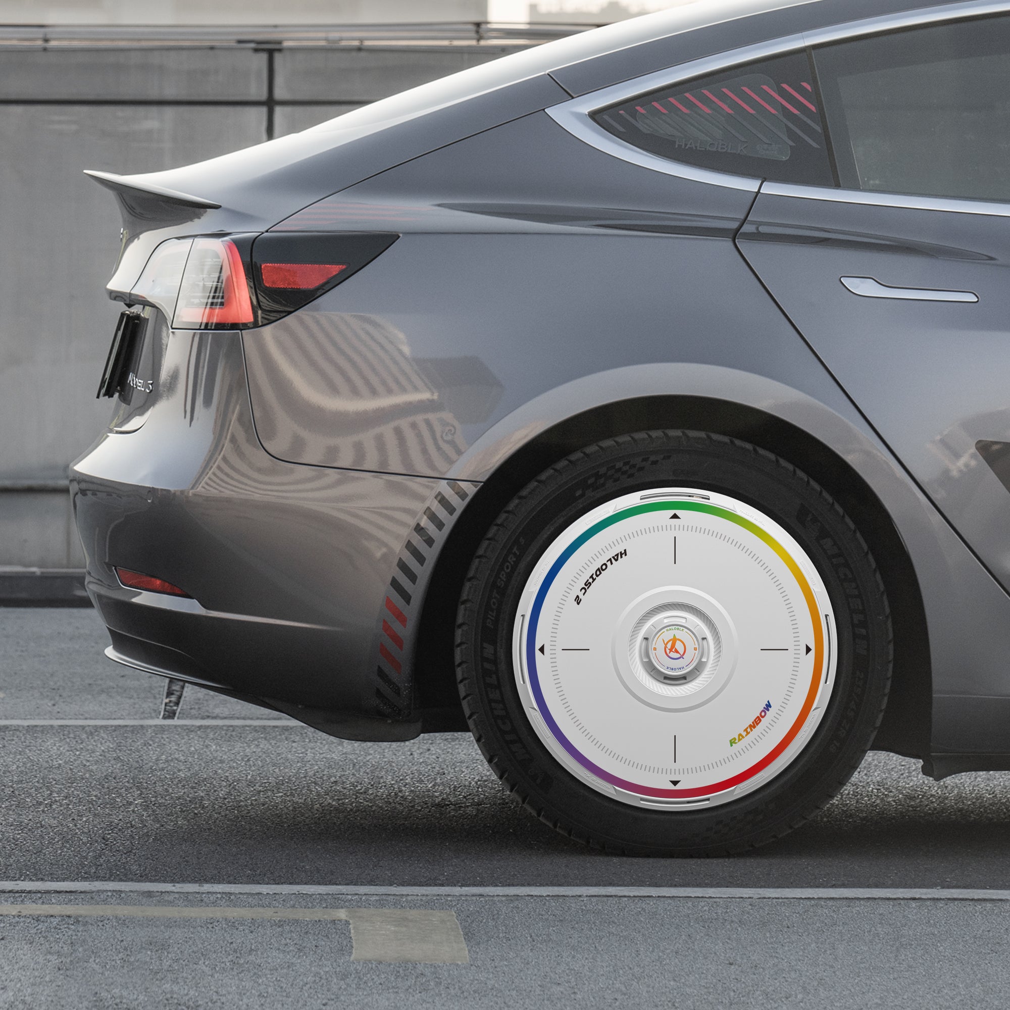 HALODISC 2 Wheel Covers for Tesla Model 3 2017-2018 19" Power Sports Wheels丨Rainbow Road