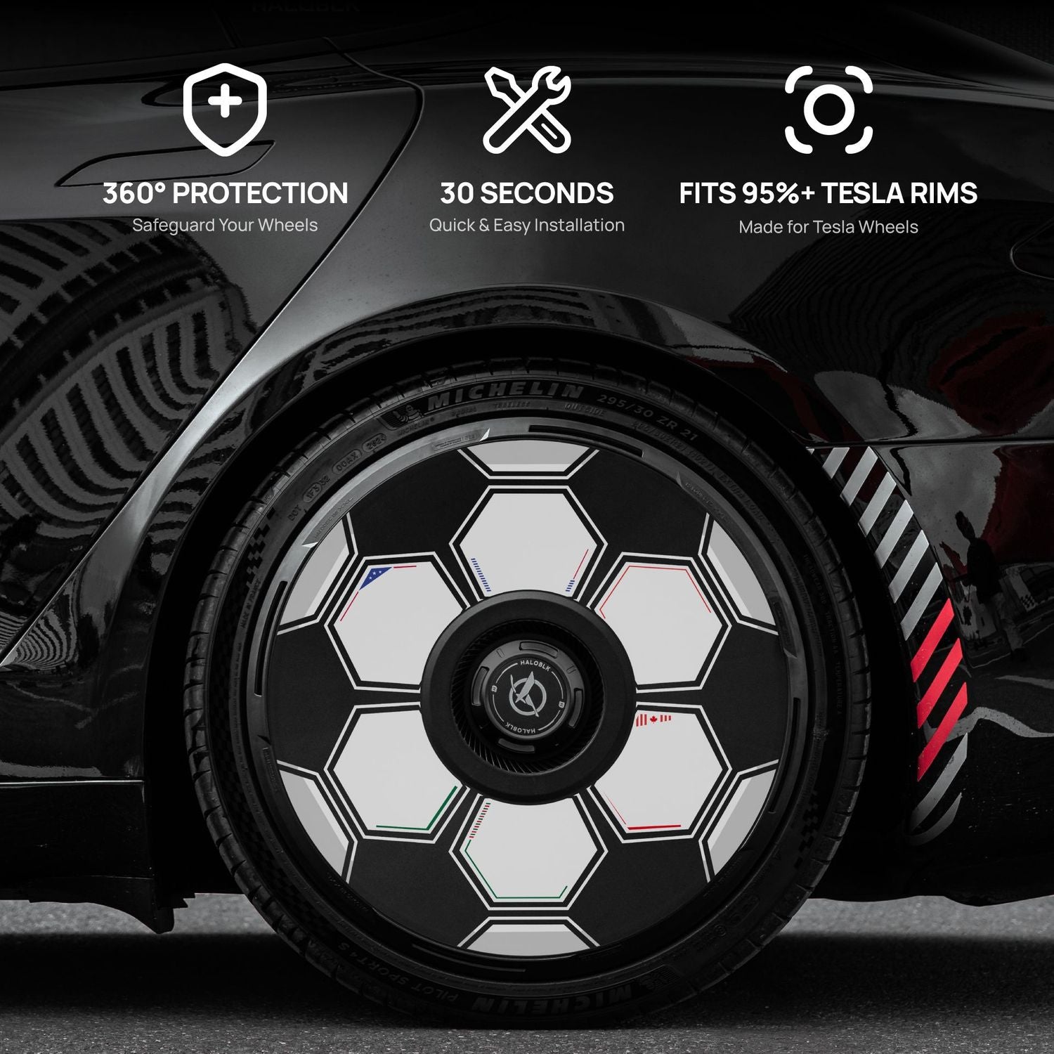 HALODISC 2 Football | Set of 4 Wheel Covers for Tesla