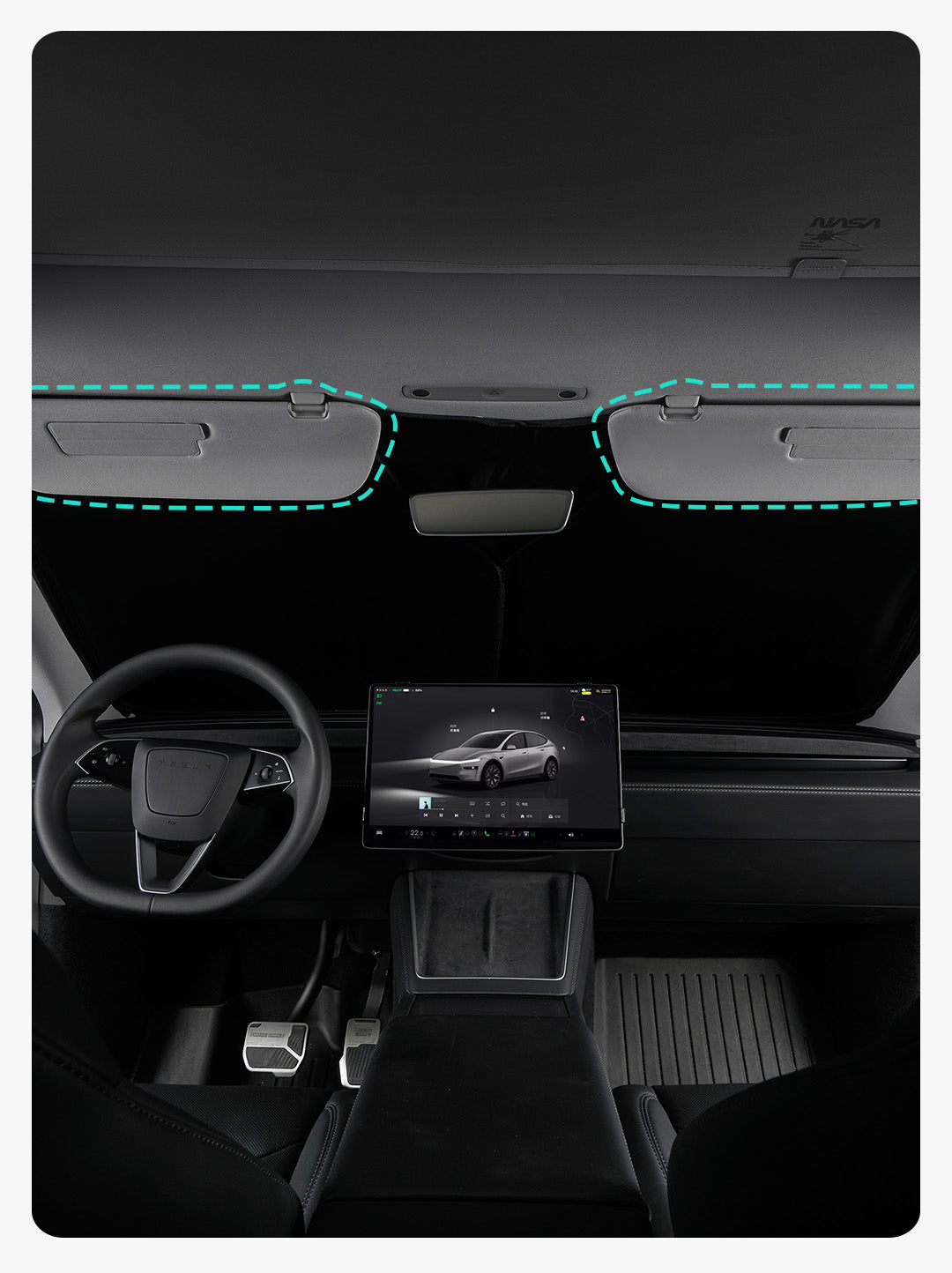 HALOBLK Windshield Sunshade-NASA Voyager 2 For Tesla