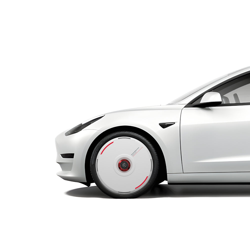 HALODISC 2 Custom Numbers - White | Set of 4 Wheel Covers for Tesla
