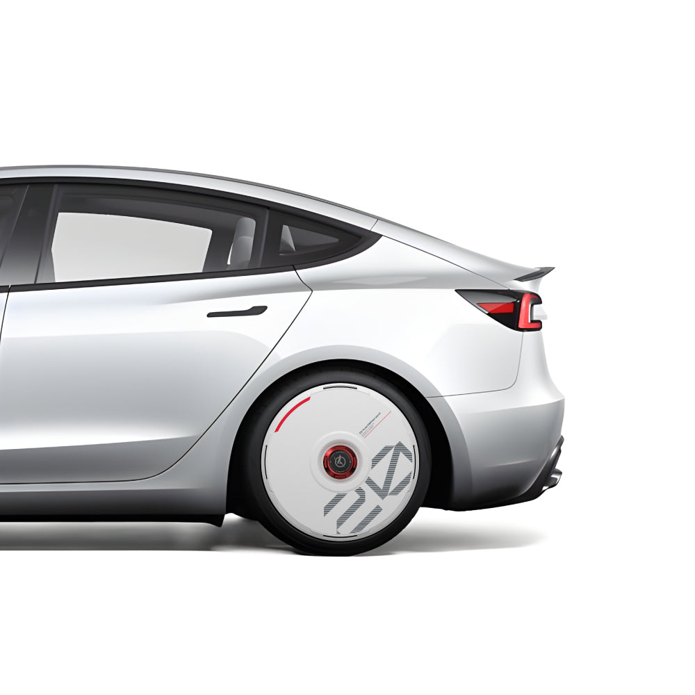 HALODISC 2 Custom Numbers - White | Set of 4 Wheel Covers for Tesla