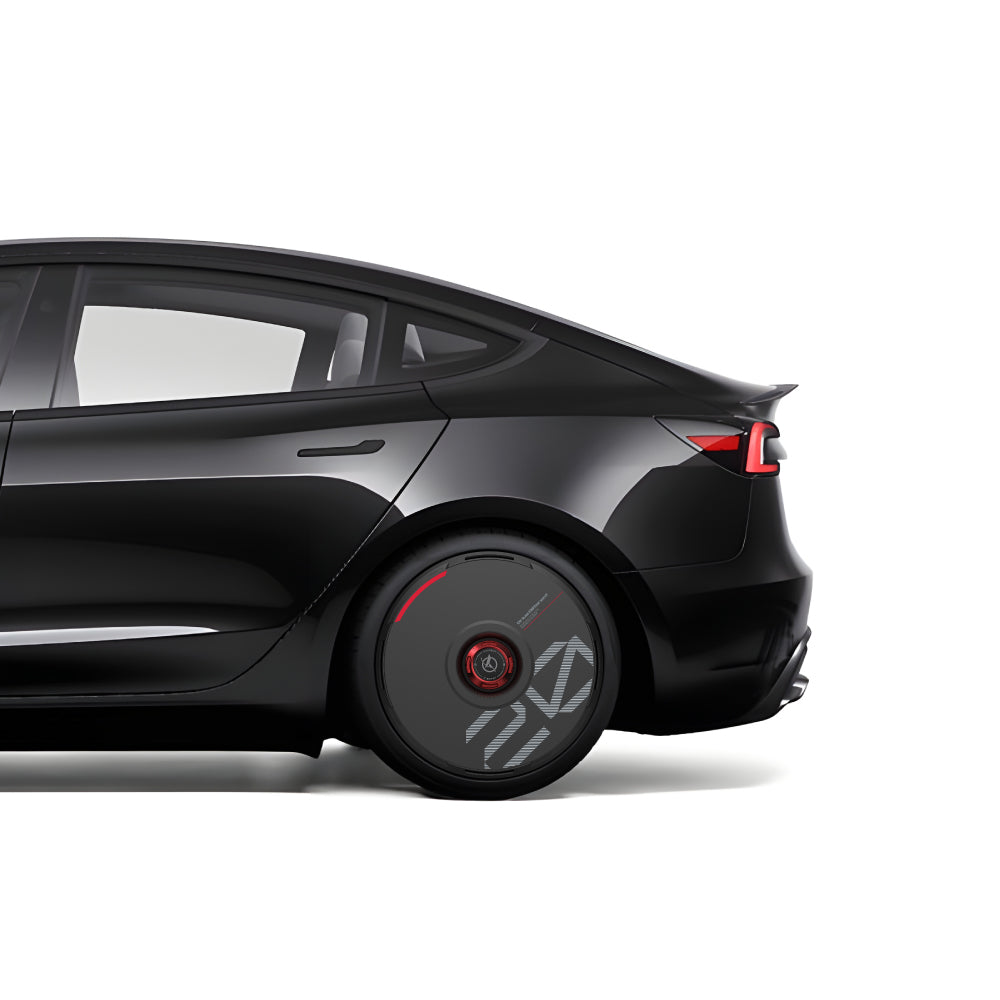 HALODISC 2 Custom Numbers - Black | Set of 4 Wheel Covers for Tesla