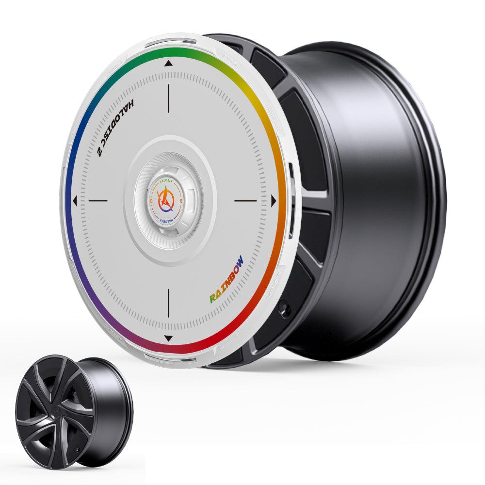 HALODISC 2 Wheel Covers for Tesla Model X 2021-2025 20" Perihelix Wheels丨Rainbow Road