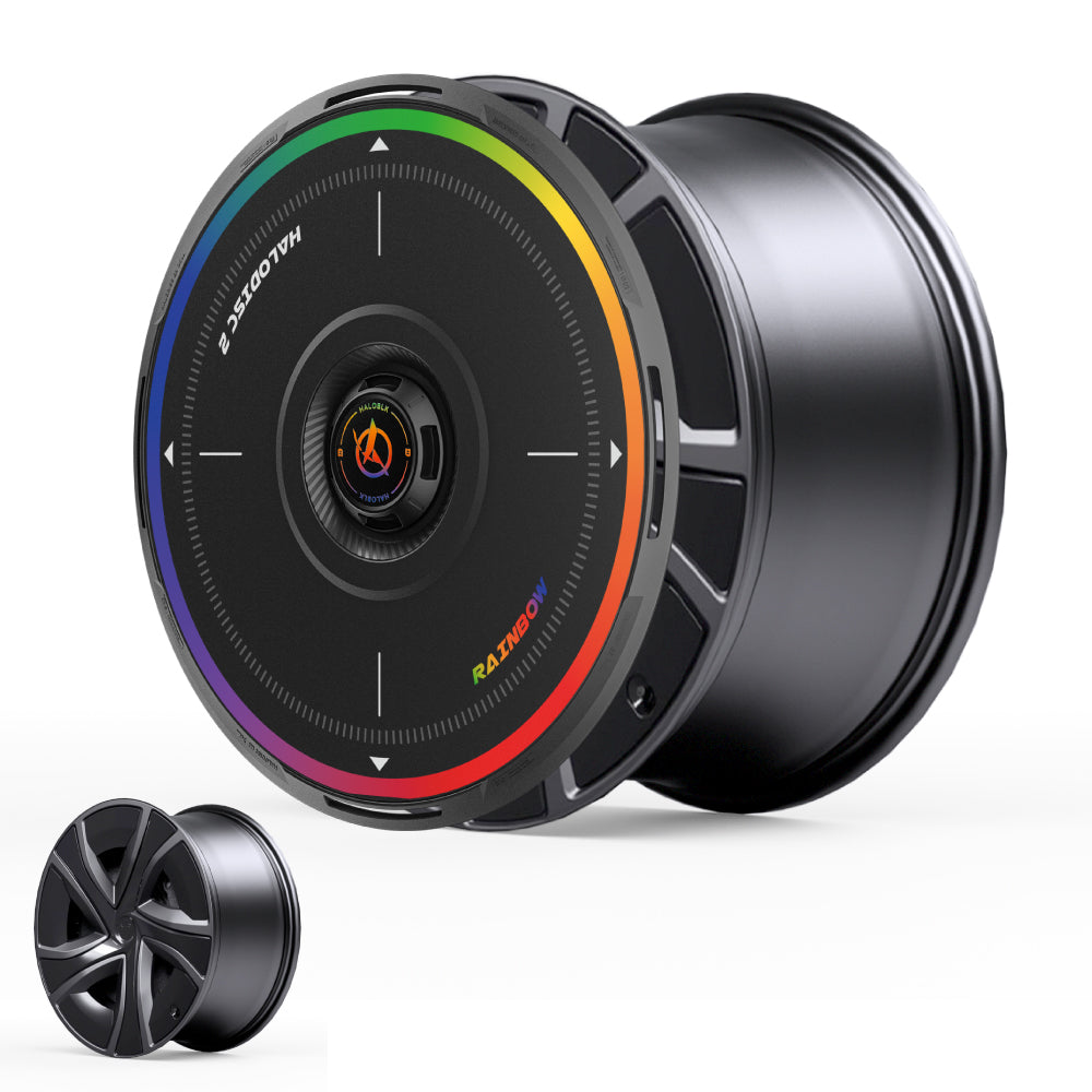 HALODISC 2 Wheel Covers for Tesla Model X 2021-2025 20" Perihelix Wheels丨Rainbow Road