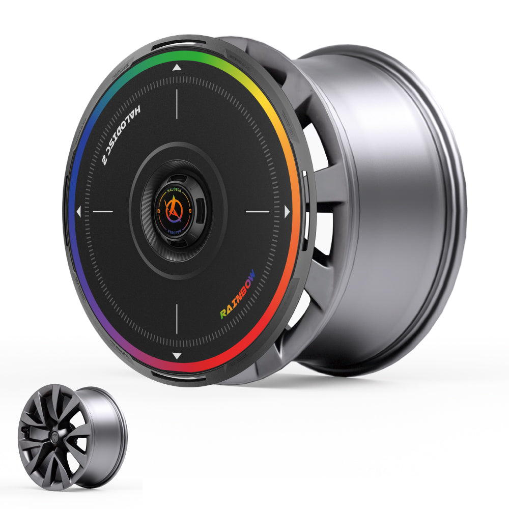 HALODISC 2 Wheel Covers for Tesla Model X 2021-2025 20" Cyberstream Wheels丨Rainbow Road