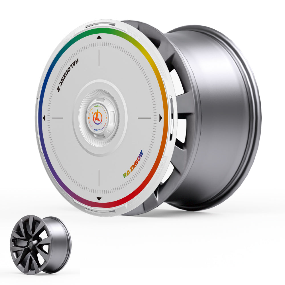 HALODISC 2 Wheel Covers for Tesla Model X 2021-2025 20" Cyberstream Wheels丨Rainbow Road