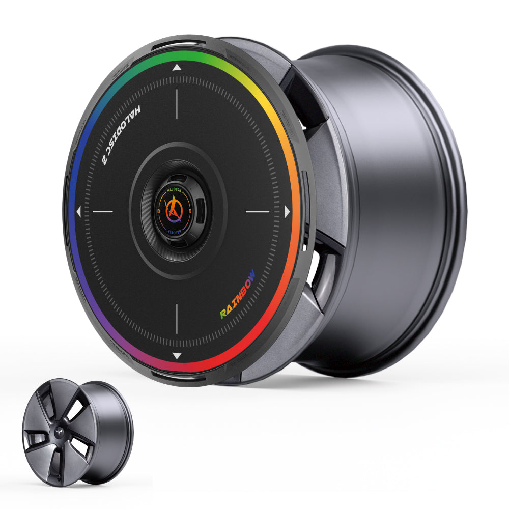 HALODISC 2 Wheel Covers for Tesla Model 3 2017-2023 18" Aero Wheels丨Rainbow Road