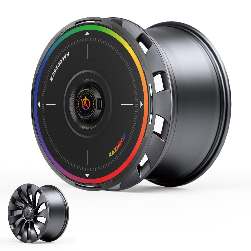 HALODISC 2 Wheel Covers for Tesla Model 3 2021-2023 20" Überturbine Wheels丨Rainbow Road