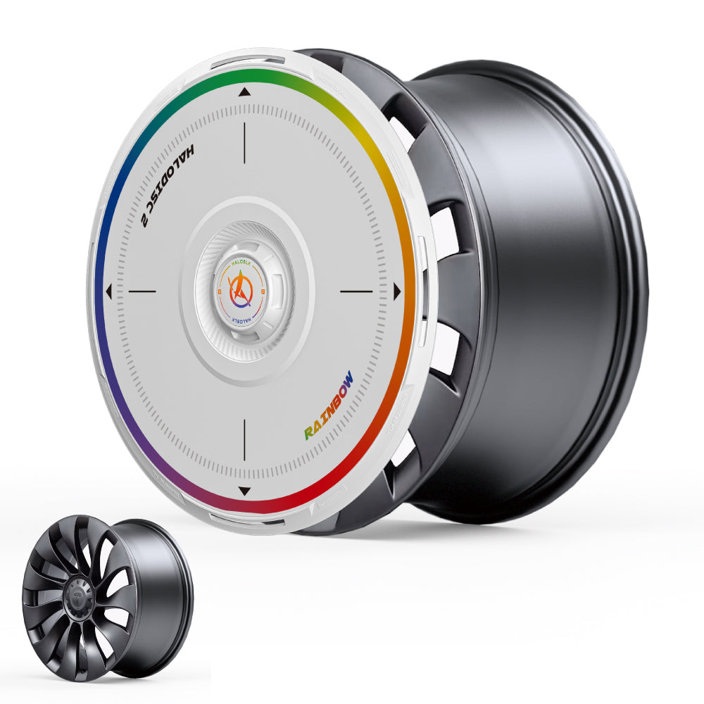 HALODISC 2 Wheel Covers for Tesla Model 3 2021-2023 20" Überturbine Wheels丨Rainbow Road