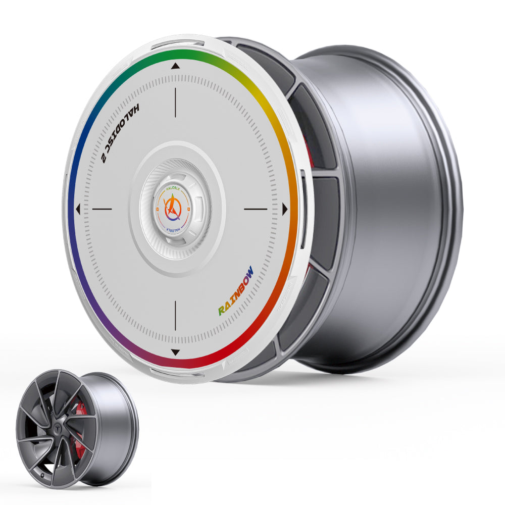 HALODISC 2 Wheel Covers for Tesla Model 3 Highland 20" Warp Wheels丨Rainbow Road