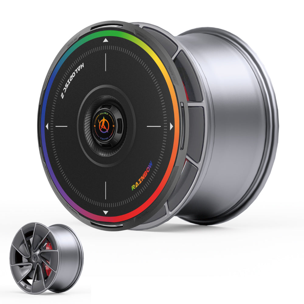 HALODISC 2 Wheel Covers for Tesla Model 3 Highland 20" Warp Wheels丨Rainbow Road