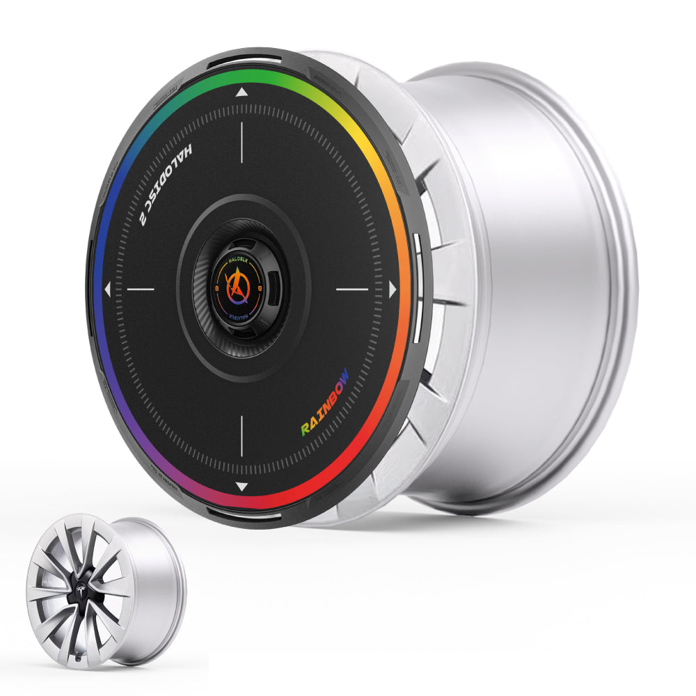 HALODISC 2 Wheel Covers for Tesla Model 3 2019-2023 19" Sport Wheels丨Rainbow Road
