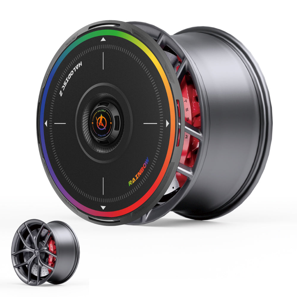 HALODISC 2 Wheel Covers for Tesla Model 3 2019-2023 19" Zero-G Wheels丨Rainbow Road