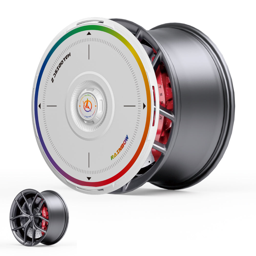 HALODISC 2 Wheel Covers for Tesla Model 3 2019-2023 19" Zero-G Wheels丨Rainbow Road