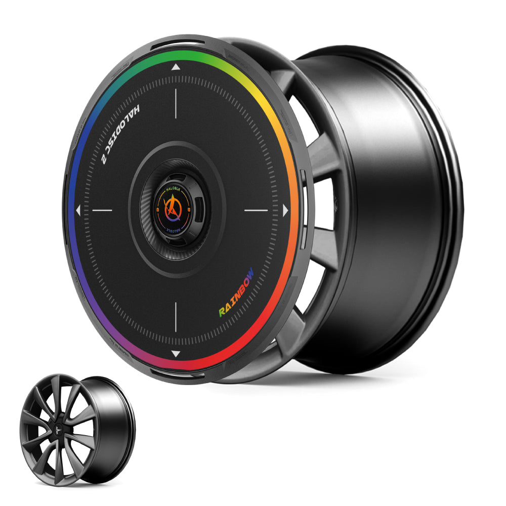 HALODISC 2 Wheel Covers for Tesla Model 3 2018-2023 19" Stiletto Wheels丨Rainbow Road