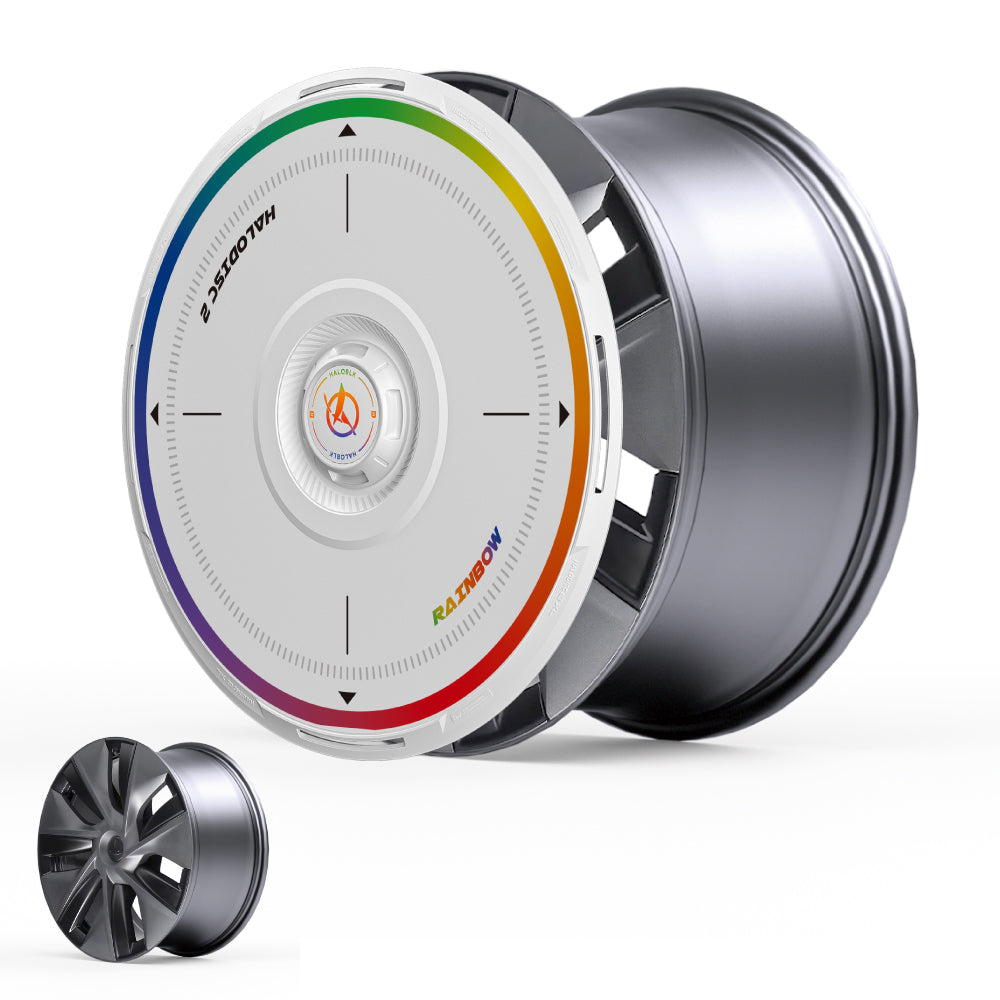 HALODISC 2 Wheel Covers for Tesla Model Y 19" Gemini Wheels丨Rainbow Road