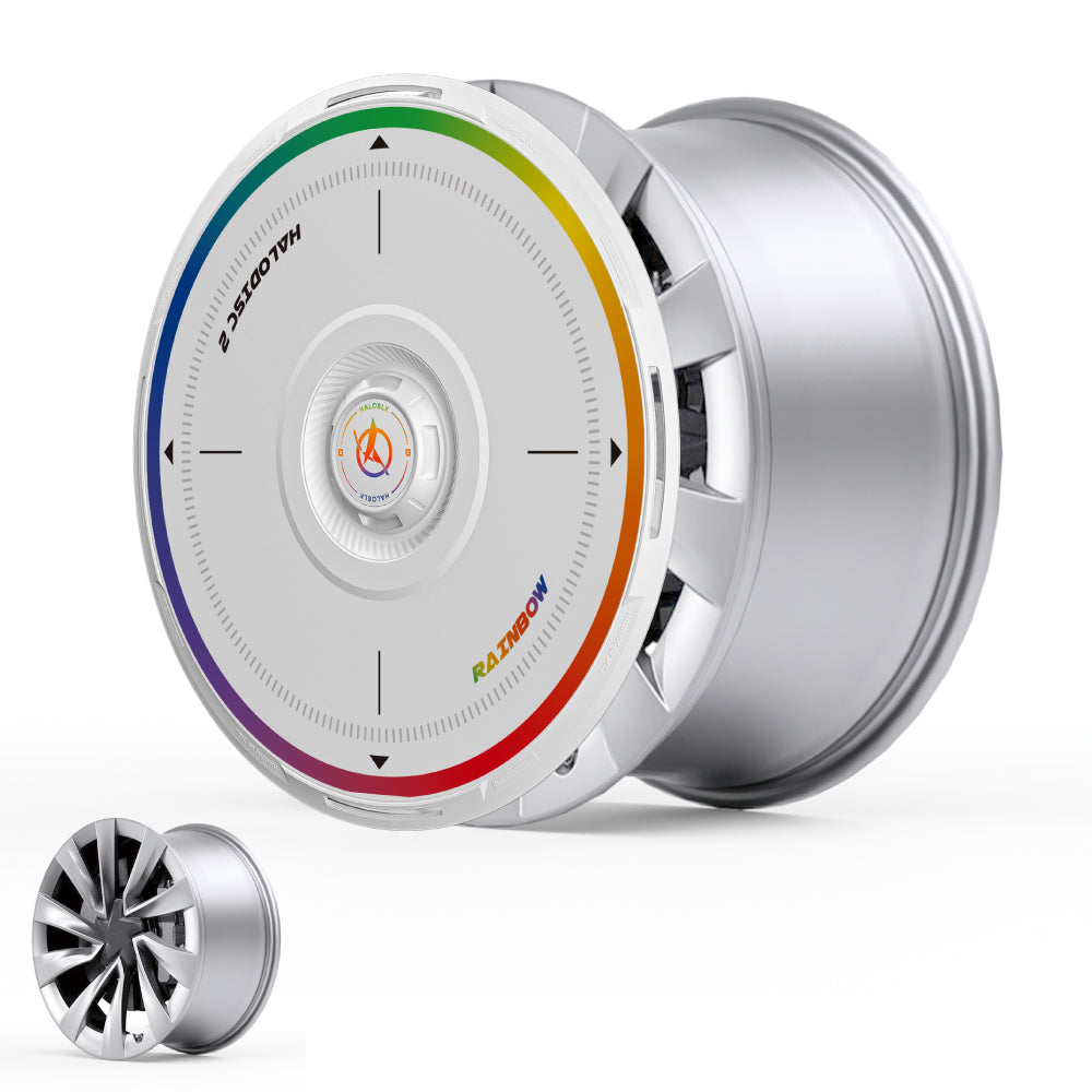 HALODISC 2 Wheel Covers for Tesla Model Y Juniper 20" Helix 2.0 Wheels丨Rainbow Road