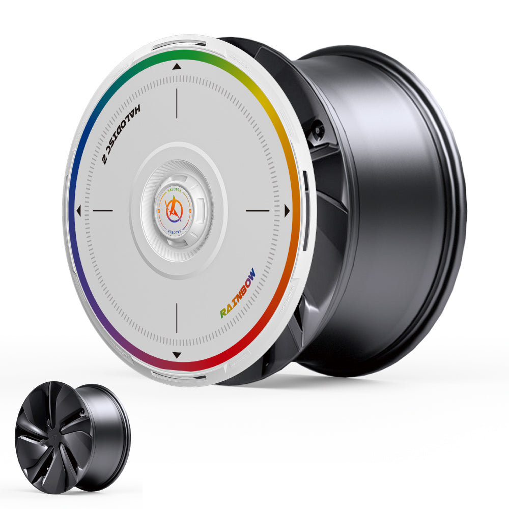HALODISC 2 Wheel Covers for Tesla Model Y Juniper 19" Crossflow Wheels丨Rainbow Road